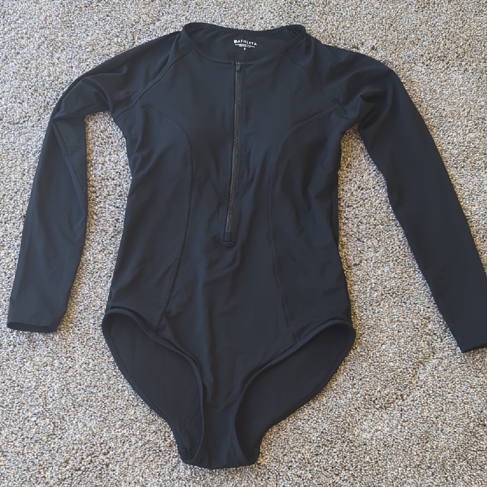 Athleta One Piece Rash Guard - Black S - Picture 1 of 6